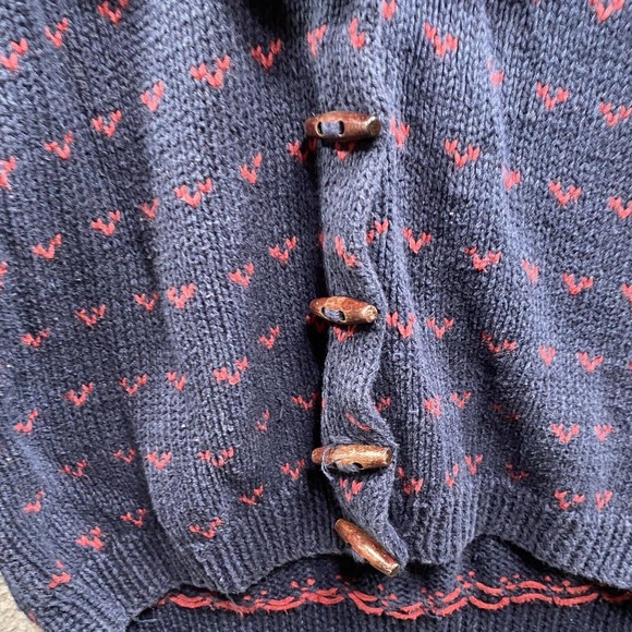 Vintage Bushwacker Ugly Christmas Sweater Cardigan Sz M Toggle Buttons - Picture 2 of 6